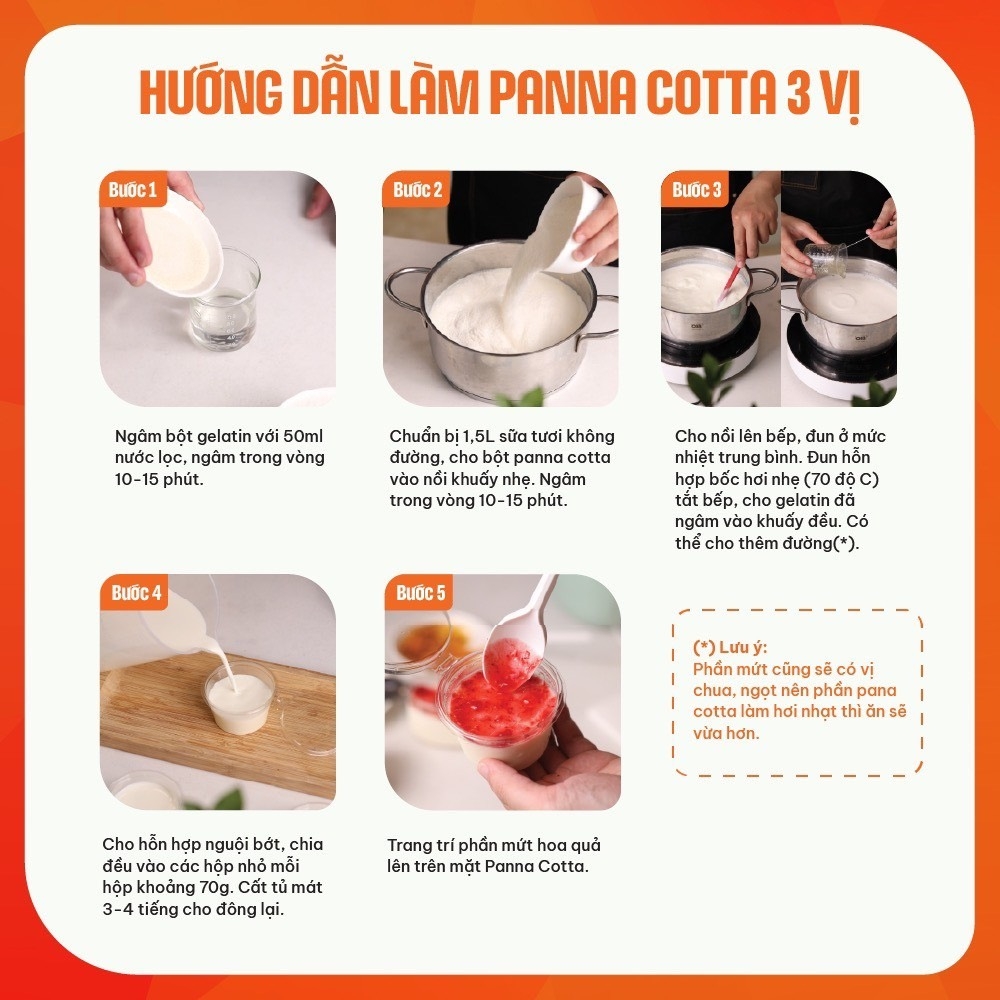 Set Làm Panna Cotta 3 Vị (Làm Được 15-20 Hủ) LOẠI 1