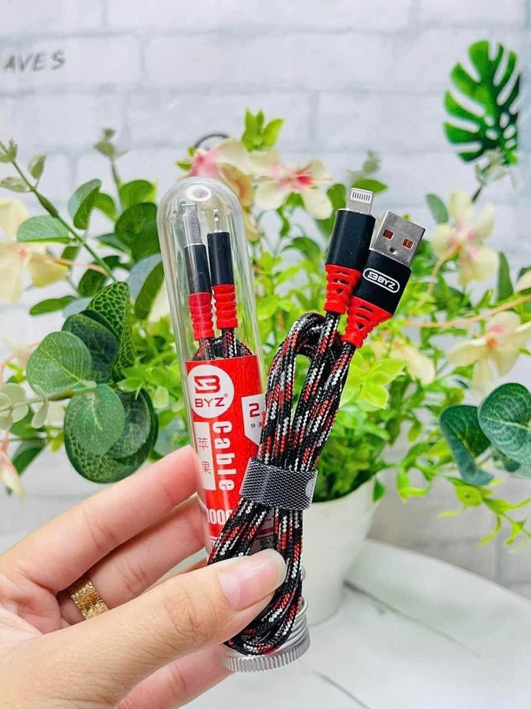 Cáp sạc ống dây dù sạc nhanh 2.4A chính hãng BYZ Iphone