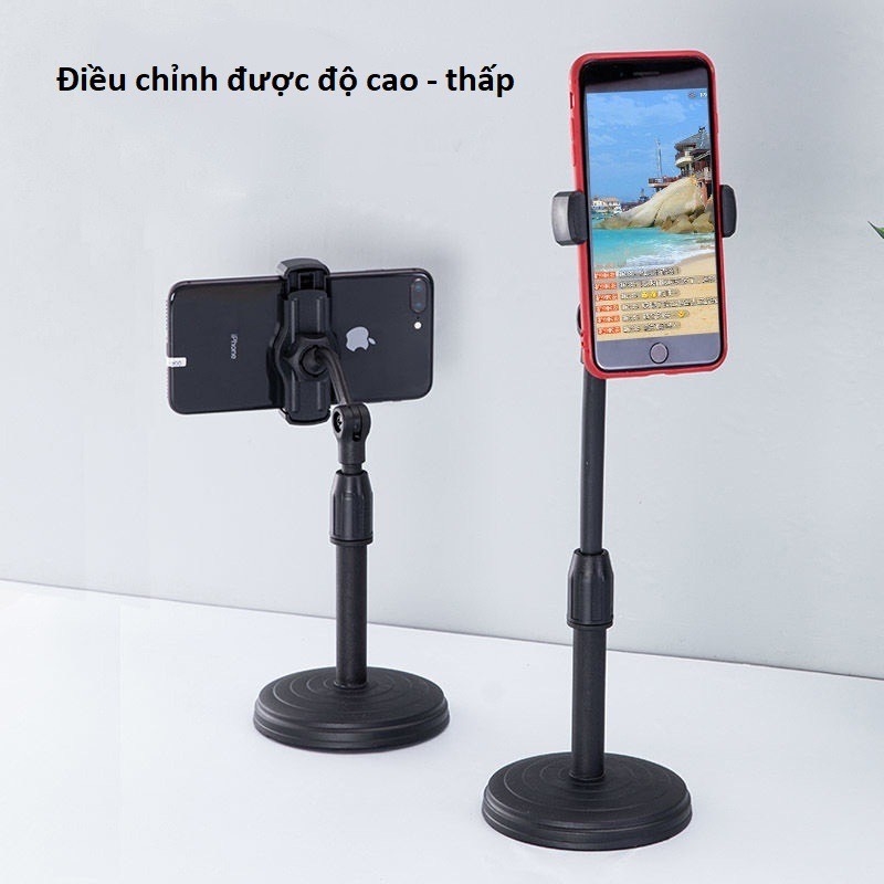 Giá đỡ chân kẹp điện thoại đế tròn để bàn livestream / trợ giảng (1)