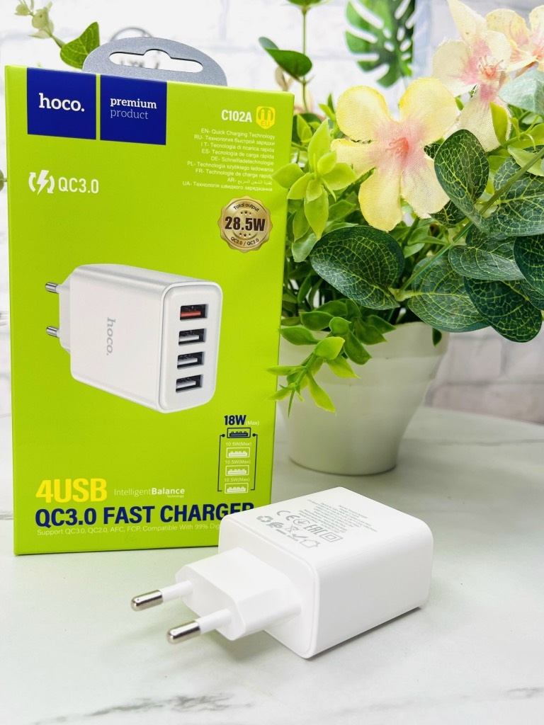 CÓC SẠC NHANH C102 CHÍNH HÃNG HOCO 28.5W 4 CỔNG SẠC (8)