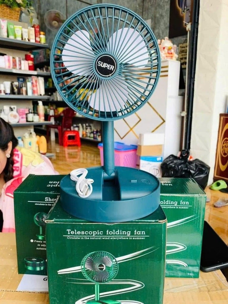 Quạt sạc Tích Điện Super để bàn, gấp gọn tiện dụng (3)
