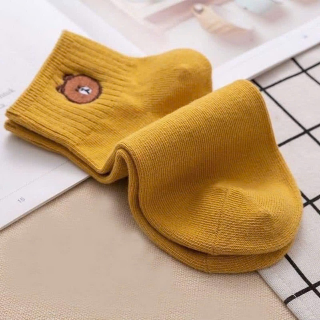Set 10 Đôi Vớ Lưới Ngắn Hình Gấu Nhiều Màu (3)
