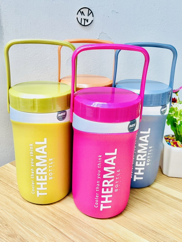BÌNH ĐỰNG NƯỚC GIỮ NHIỆT 1LÍT MATSU CÓ QUAI XÁCH, NẮP VẶN HÀNG CTY  (3)