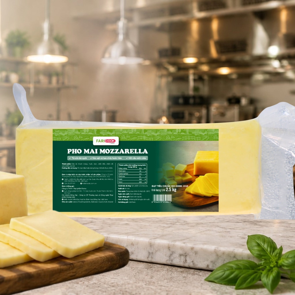 Phomai Mozzarella nhãn hiệu FariCook từ Farina | Khối 2.5kg