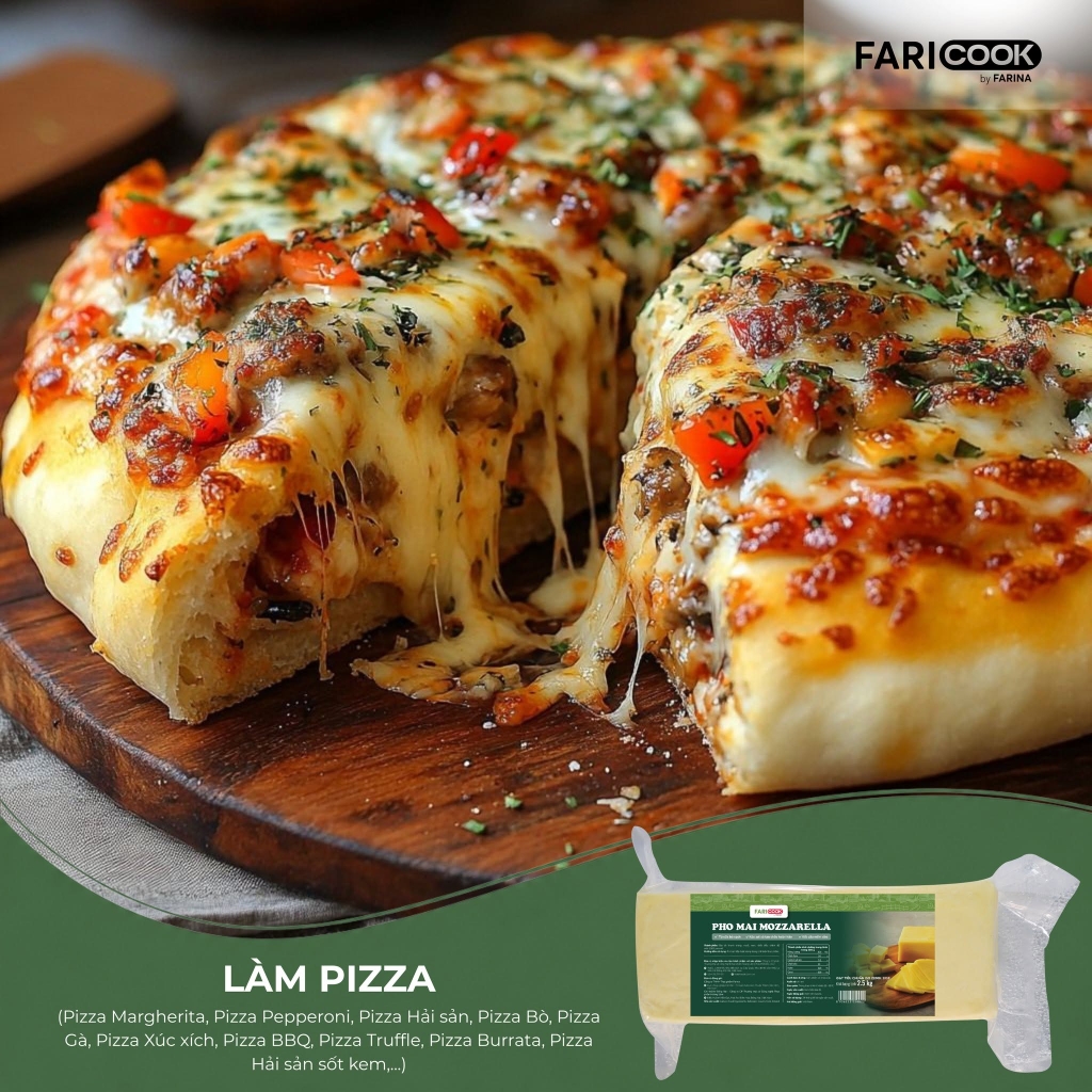 Phomai Mozzarella nhãn hiệu FariCook từ Farina | Khối 2.5kg