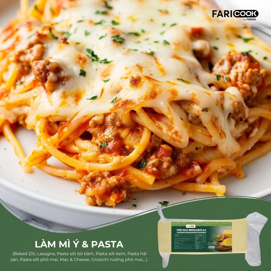 Phomai Mozzarella nhãn hiệu FariCook từ Farina | Khối 2.5kg