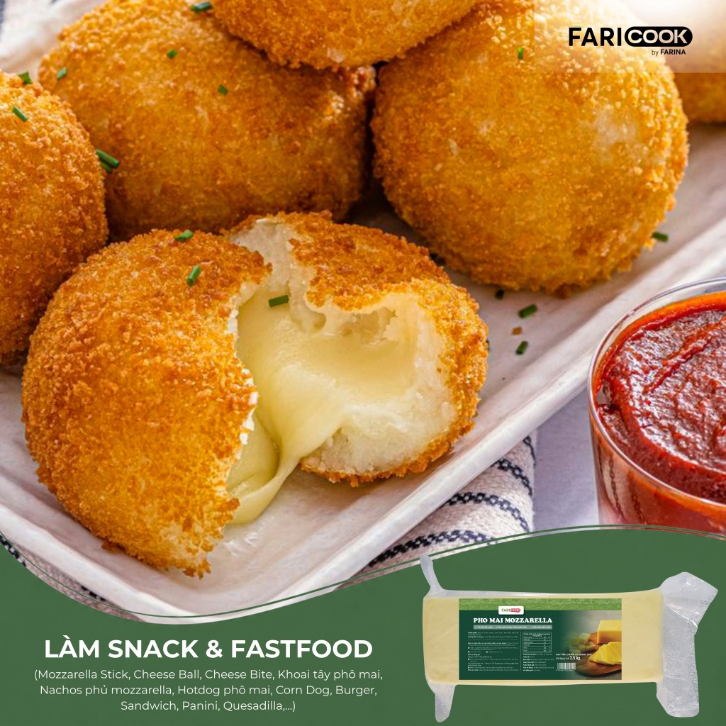 Phomai Mozzarella nhãn hiệu FariCook từ Farina | Khối 2.5kg