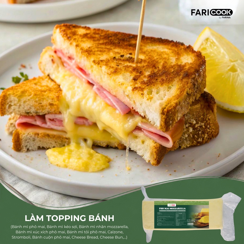 Phomai Mozzarella nhãn hiệu FariCook từ Farina | Khối 2.5kg