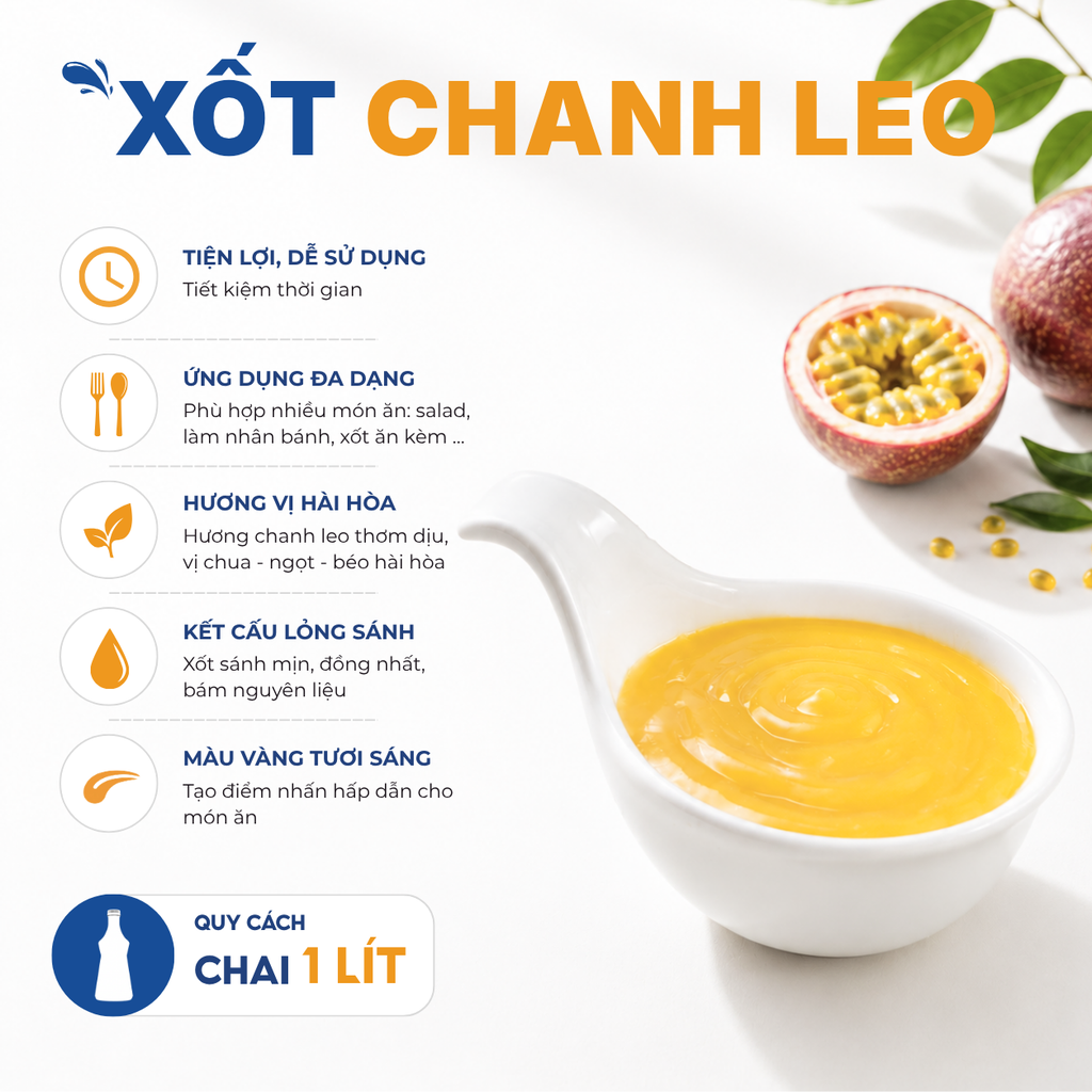 Xốt Chanh Leo nhãn hiệu Faricook từ Farina | Chai 1L, Thùng 12 chai