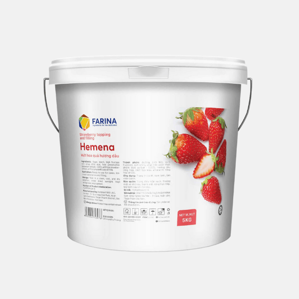 Hemena - Mứt Hoa Quả Hương Dâu, Farina | Hộp 1kg, Thùng 5kg