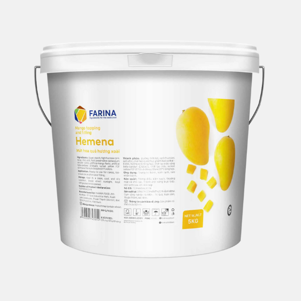 Hemena - Mứt Hoa Quả Hương Xoài, Farina | Hộp 1kg, Thùng 5kg