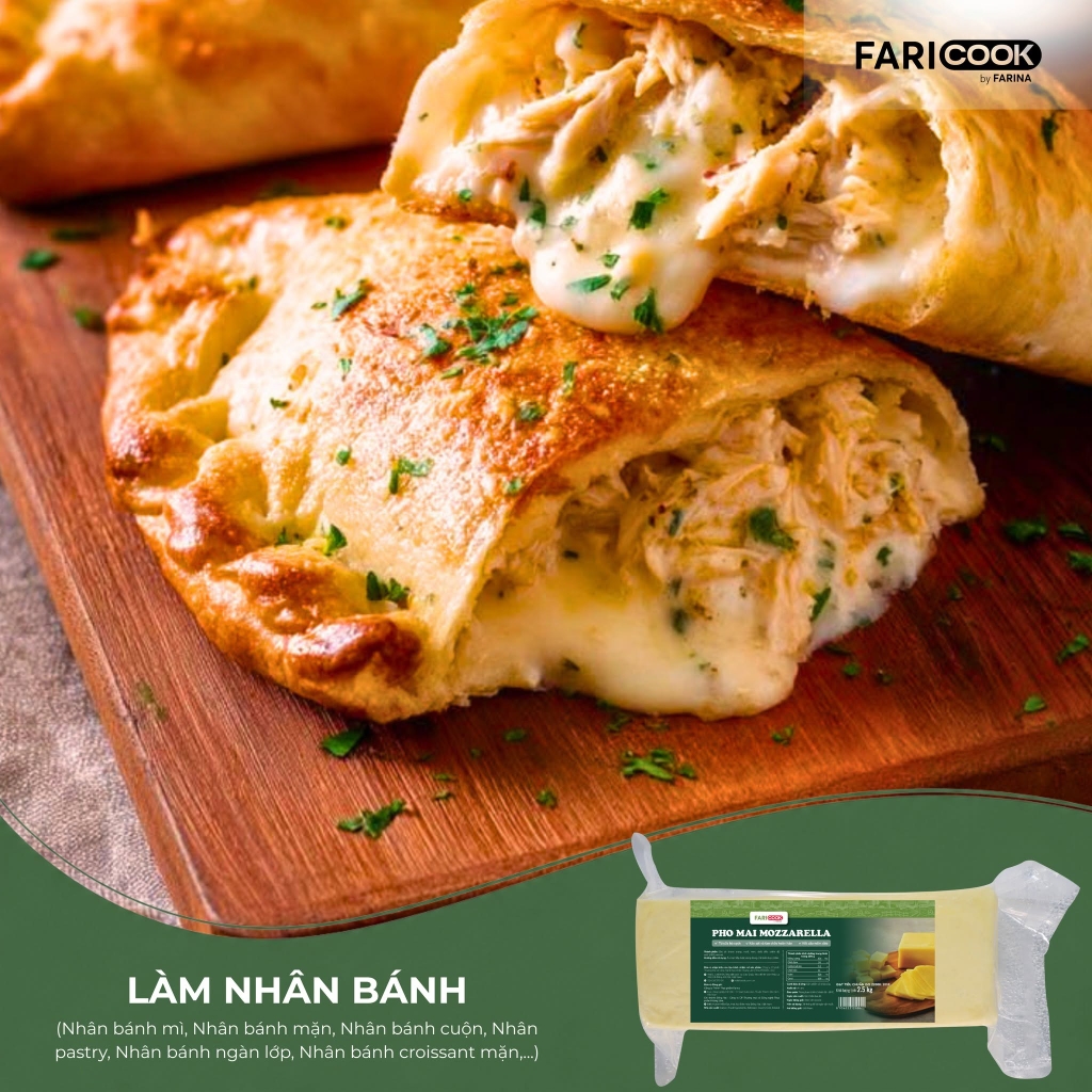 Phomai Mozzarella nhãn hiệu FariCook từ Farina | Khối 2.5kg