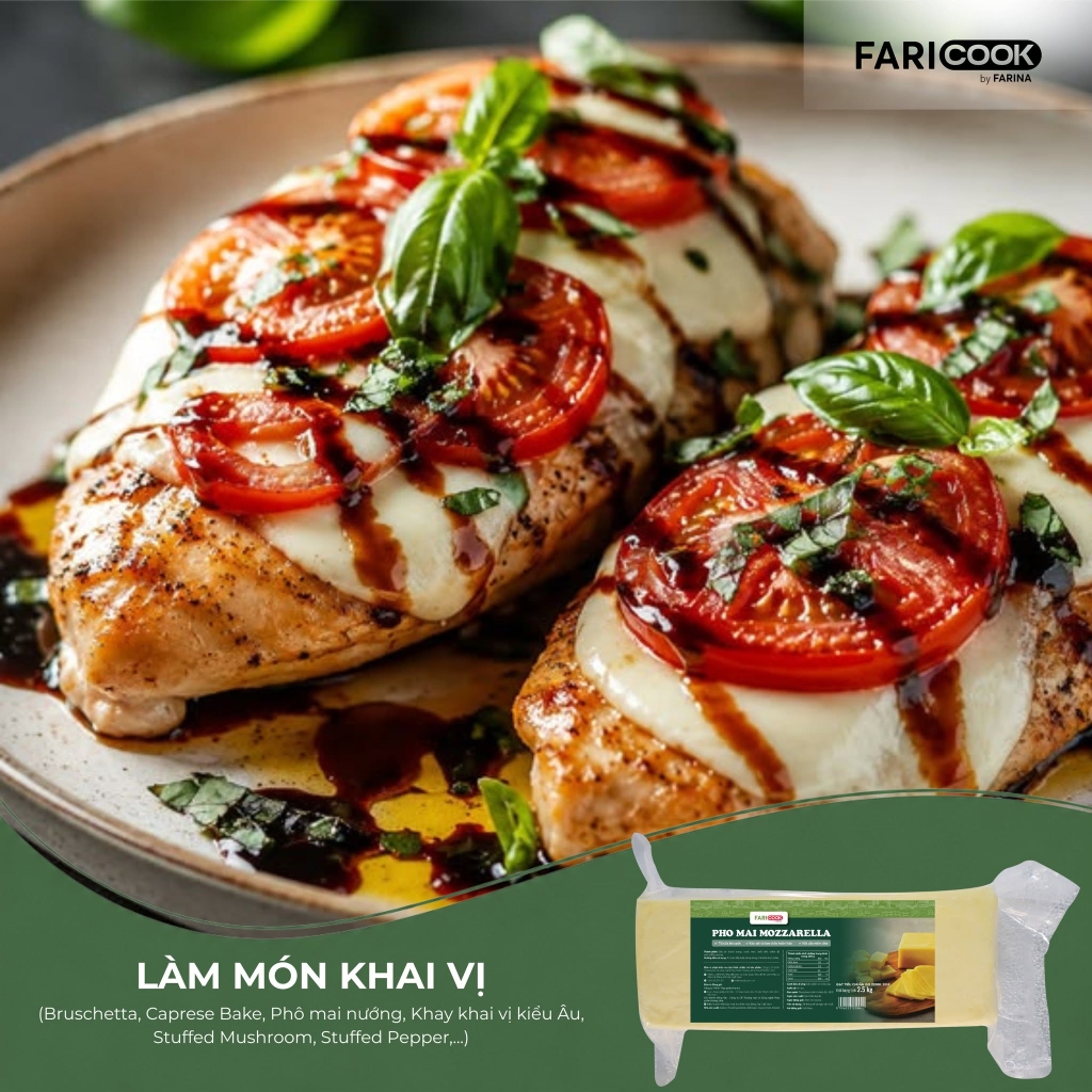 Phomai Mozzarella nhãn hiệu FariCook từ Farina | Khối 2.5kg