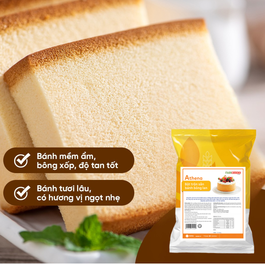 Athena - Bột Trộn Sẵn Bánh Bông Lan, Farina | Túi 1kg, 15kg, 25kg