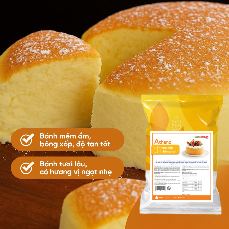 Athena - Bột Trộn Sẵn Bánh Bông Lan, Farina | Túi 1kg, 15kg, 25kg