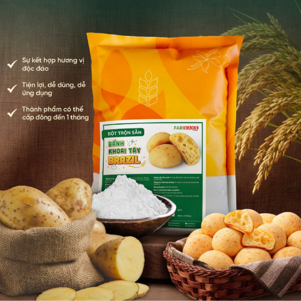 BỘT TRỘN SẴN BÁNH KHOAI TÂY BRAZIL nhãn hiệu FariBake từ Farina | Túi 1 kg