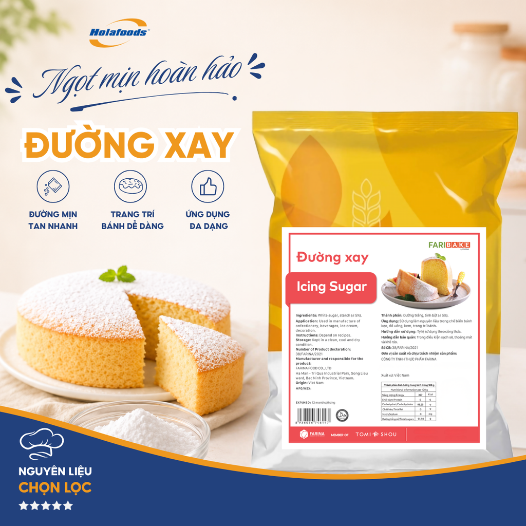 Đường Xay Icing Sugar Farina | Túi 1kg, Bao 25kg