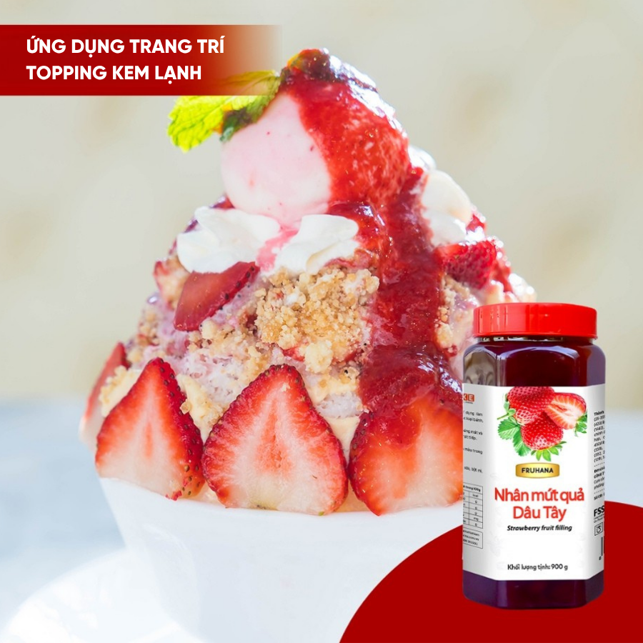 Fruhana - Nhân mứt Quả Dâu Tây, Farina |  Hộp 900g, Thùng 5kg