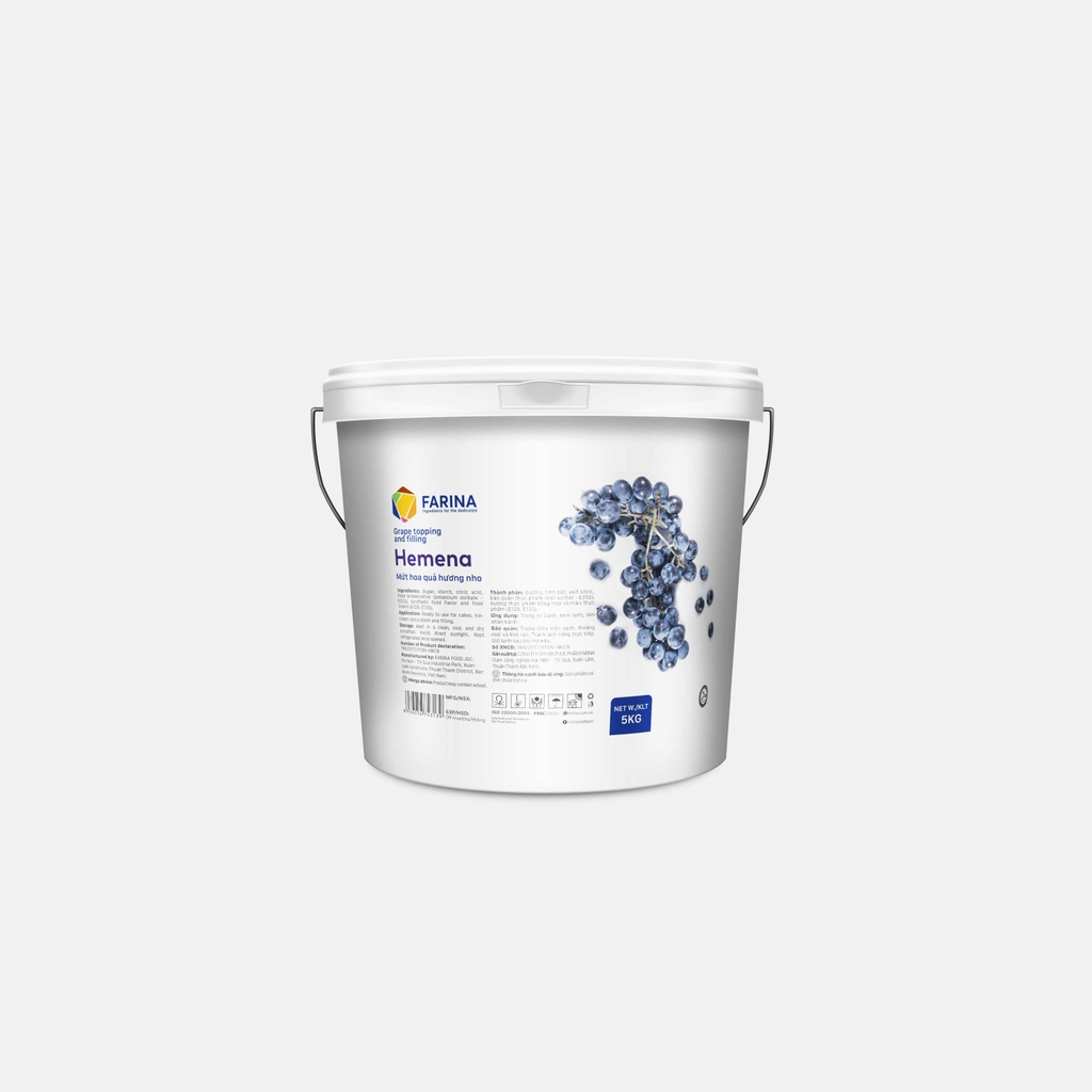 Hemena - Mứt Hoa Quả Hương Nho, Farina | Hộp 1kg, Thùng 5kg