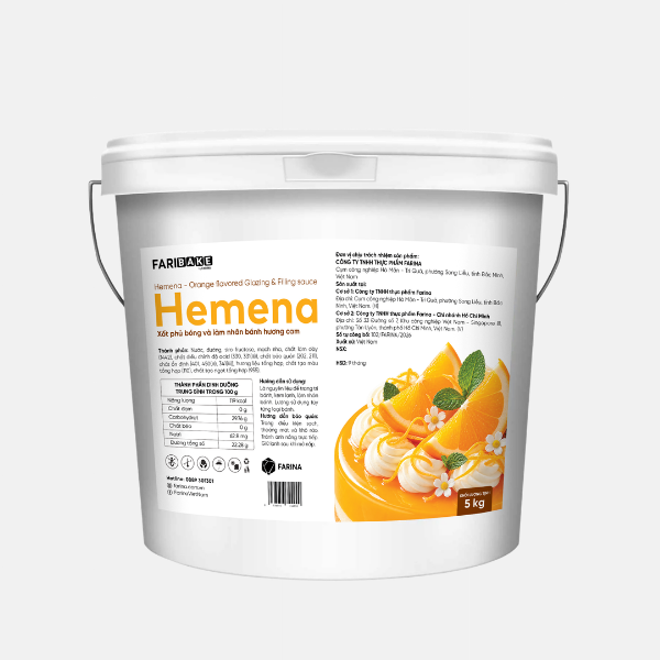 Hemena - Xốt phủ bóng và làm nhân bánh hương cam FariBake | Hộp 1kg, Thùng 5kg