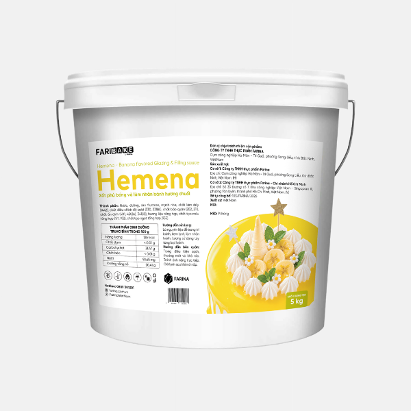 Hemena - Xốt phủ bóng và làm nhân bánh hương chuối FariBake | Hộp 1kg, Thùng 5kg