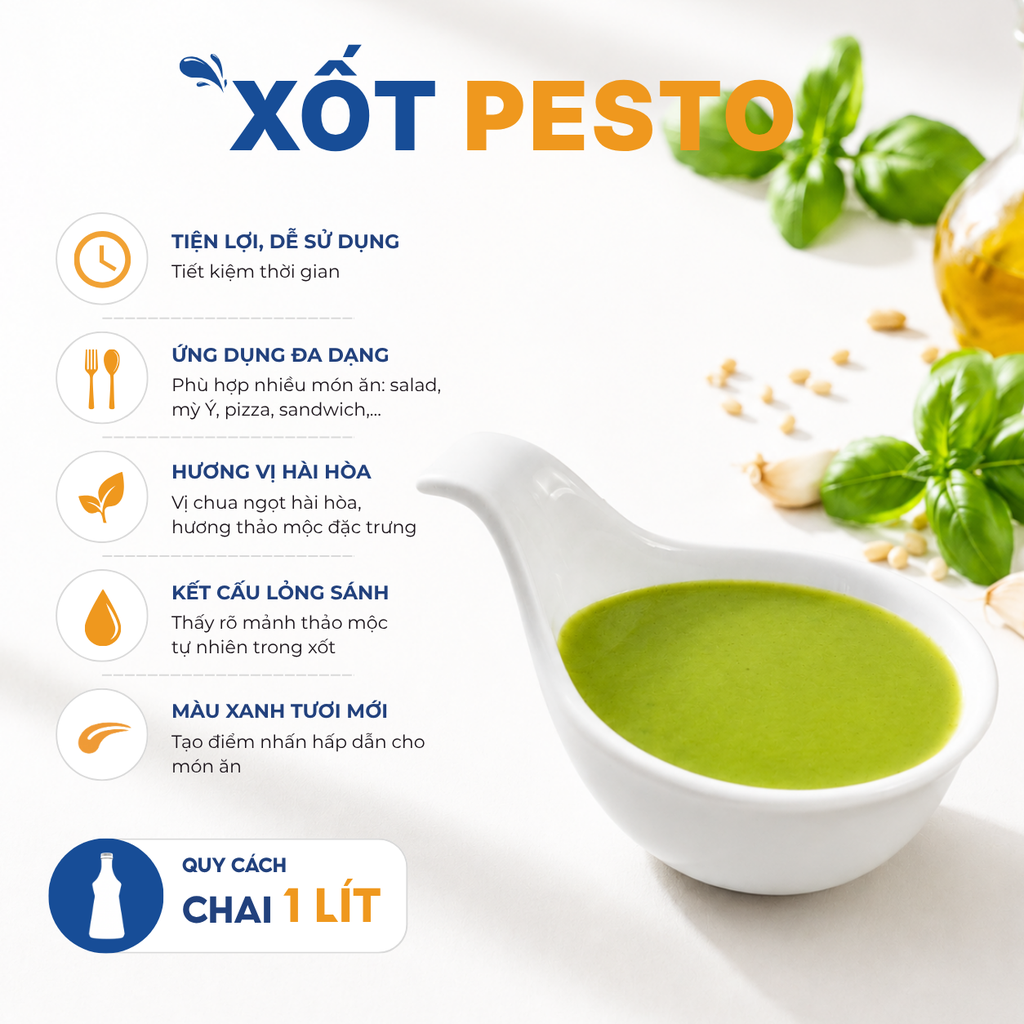 Xốt Pesto nhãn hiệu Faricook từ Farina | Chai 1L, Thùng 12 chai