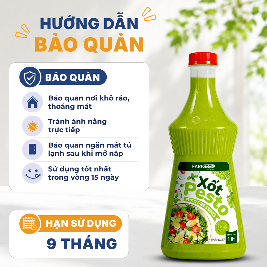 Xốt Pesto nhãn hiệu Faricook từ Farina | Chai 1L, Thùng 12 chai