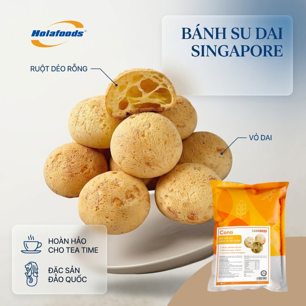 Cona - Bột Trộn Sẵn Bánh Mì Hàn Quốc, Farina | Túi 1kg