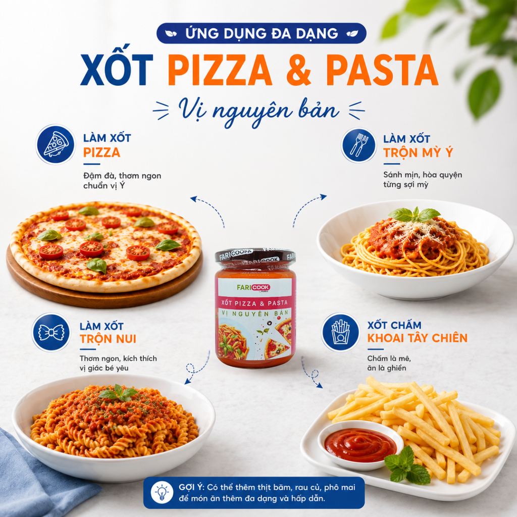 Xốt Pizza - Pasta Vị nguyên bản | Hũ 240g; Túi 1kg