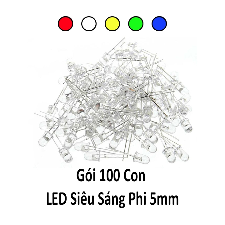 Gói 100 Con LED Siêu Sáng Phi 5mm - Xanh Dương