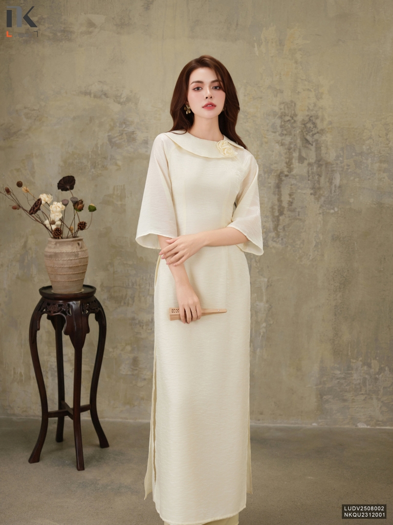 Áo dài tơ thiên kim 2 tà duyên dáng, thanh lịch LUDV25080021