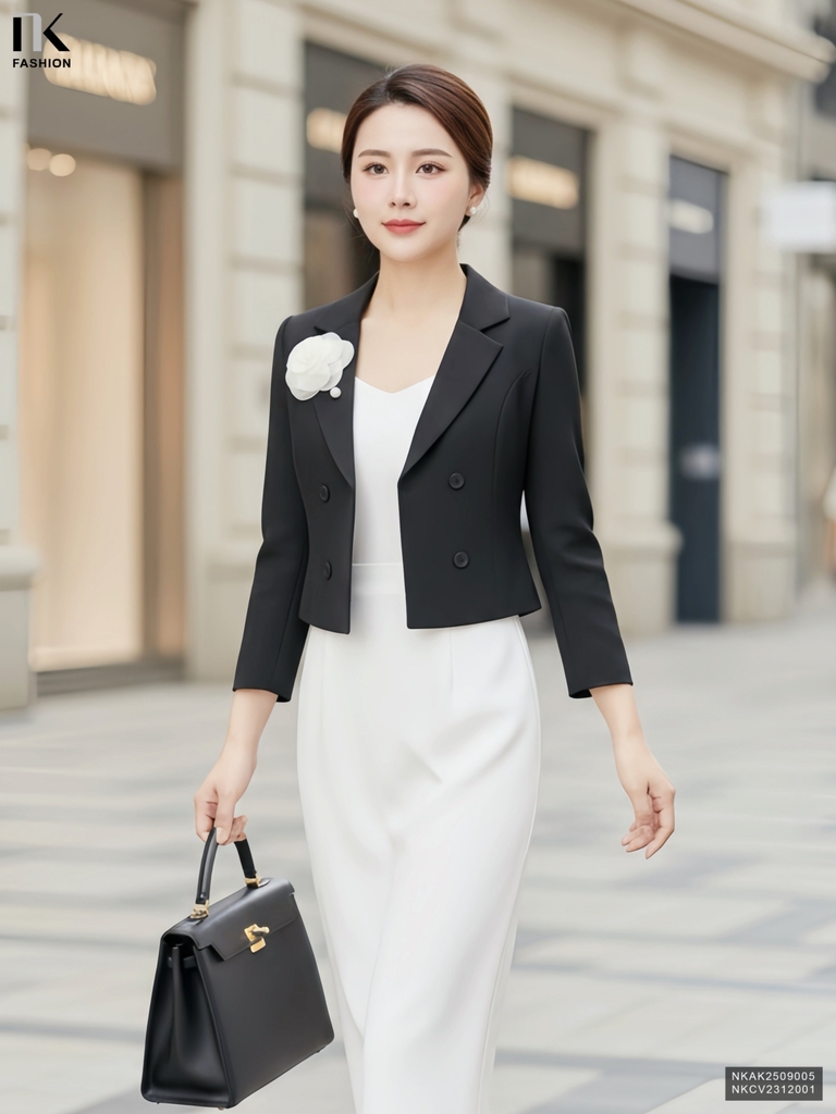 Vest 2 lớp 4 cúc croptop thanh lịch, gọn gàng NKAK2509005
