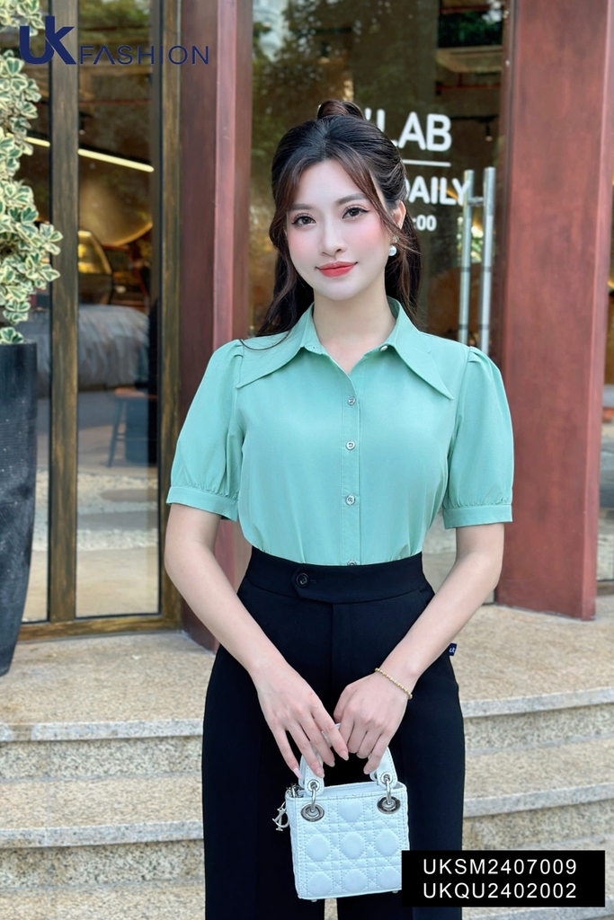 Áo Sơ Mi Tay Lỡ Cổ Đức Kiểu UK Fashion Thanh Lịch, Nữ Tính Vải Mềm Mịn UKSM2407009