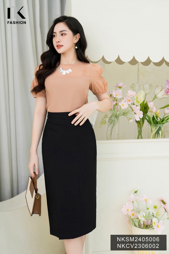 Áo Sơ Mi Tơ Nhũ Bấu Mí NK Fashion Công Sở Nữ Thanh Lịch Thời Trang Vải Mềm Mịn NKSM2405006