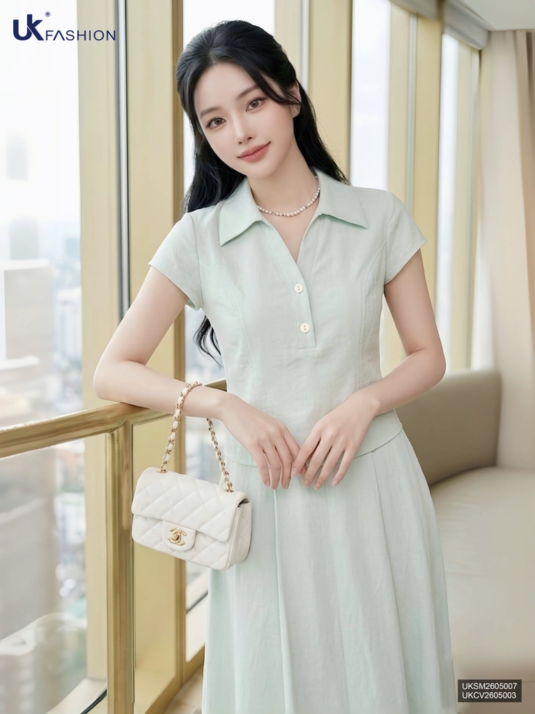 Sơ mi tay hến bổ trụ dịu dàng, nữ tính UKSM2605007 ( Không kèm chân váy + PK)