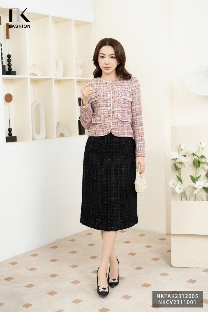 NK Fashion Chân Váy Dáng A Chất Liệu Dạ Text Có Lớp Lót Dày Dặn NKCV2311001