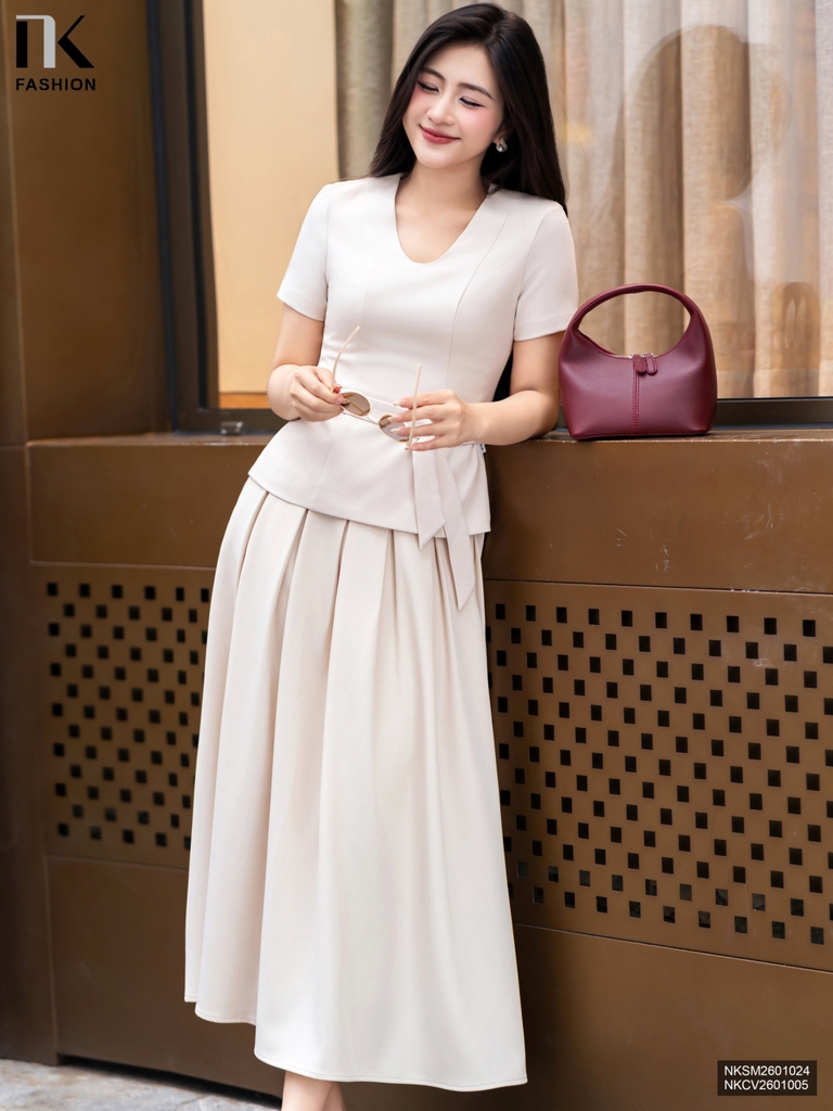 Châm váy xếp ly điệu đà, tôn dáng đẹp ngất ngây NKCV2601005