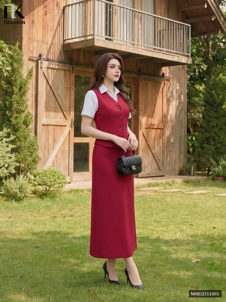 Set gile + chân váy a dài thanh lịch NKBD2511003