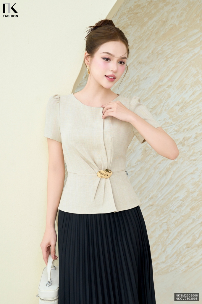 Sơ mi xếp kiểu điệu đà NKSM2503008