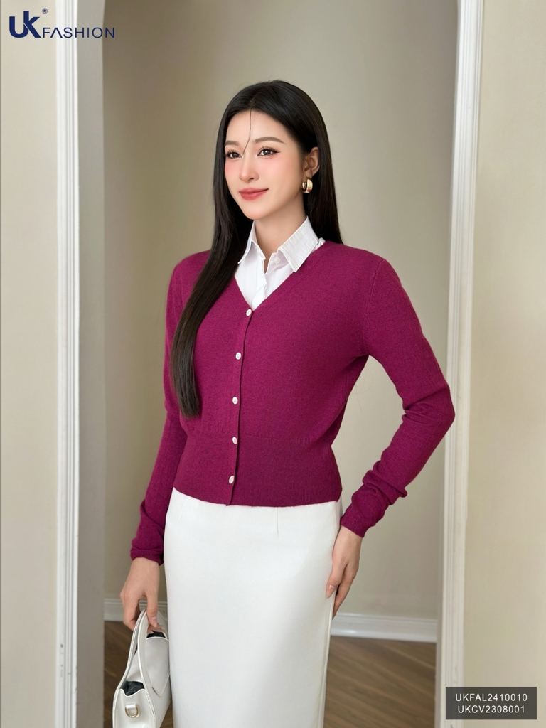 Áo Len Cúc Nẹp UK Fashion Công Sở Nữ Thanh Lịch, Nữ Tính Vải Mềm Mịn UKFAL2410010