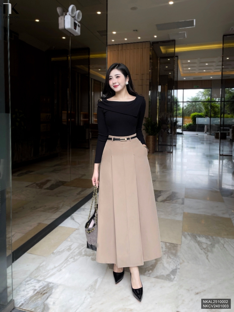 Áo len tiệc cổ chéo sang xịn, dễ mặc mọi dịp NKAL2510002