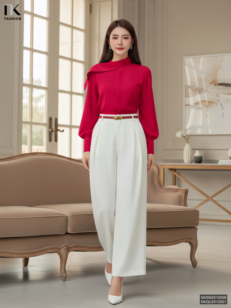 Quần ống rộng xếp ly Nk thoải mái, sang xịn, dễ mặc NKQU2512001