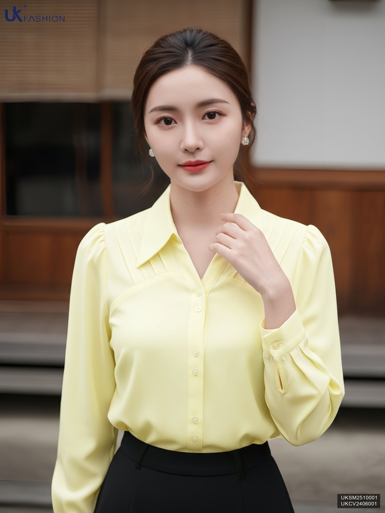 Sơ mi mí dọc vai cơ bản, lịch sự UKSM2510001