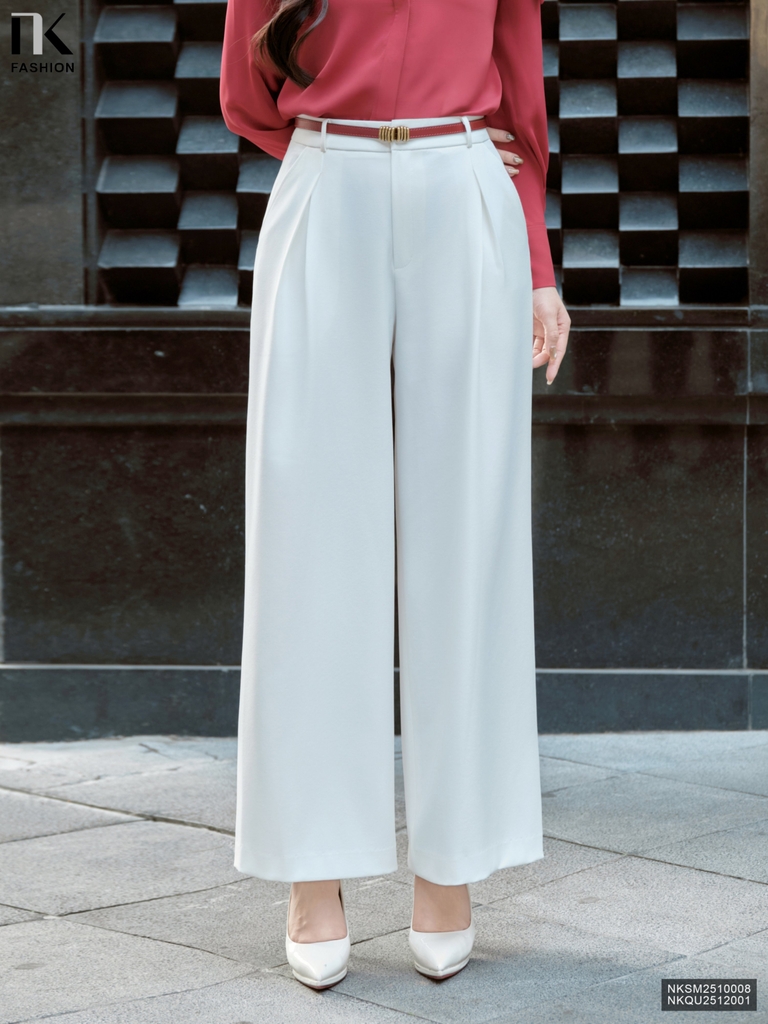 Quần ống rộng xếp ly Nk thoải mái, sang xịn, dễ mặc NKQU2512001