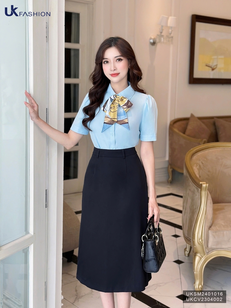 Chân Váy Chữ A UK FASHION Thiết Kế Basic Thanh Lịch Chất Vải Nhập Hàn Cao Cấp Không Nhăn UKCV2304002
