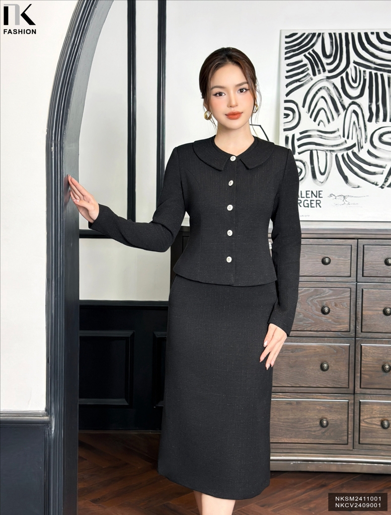 Chân váy A dạ text kim tuyến đanh dày, lên dáng cực sang NKCV2409001 ( Ko kèm CV - PK)