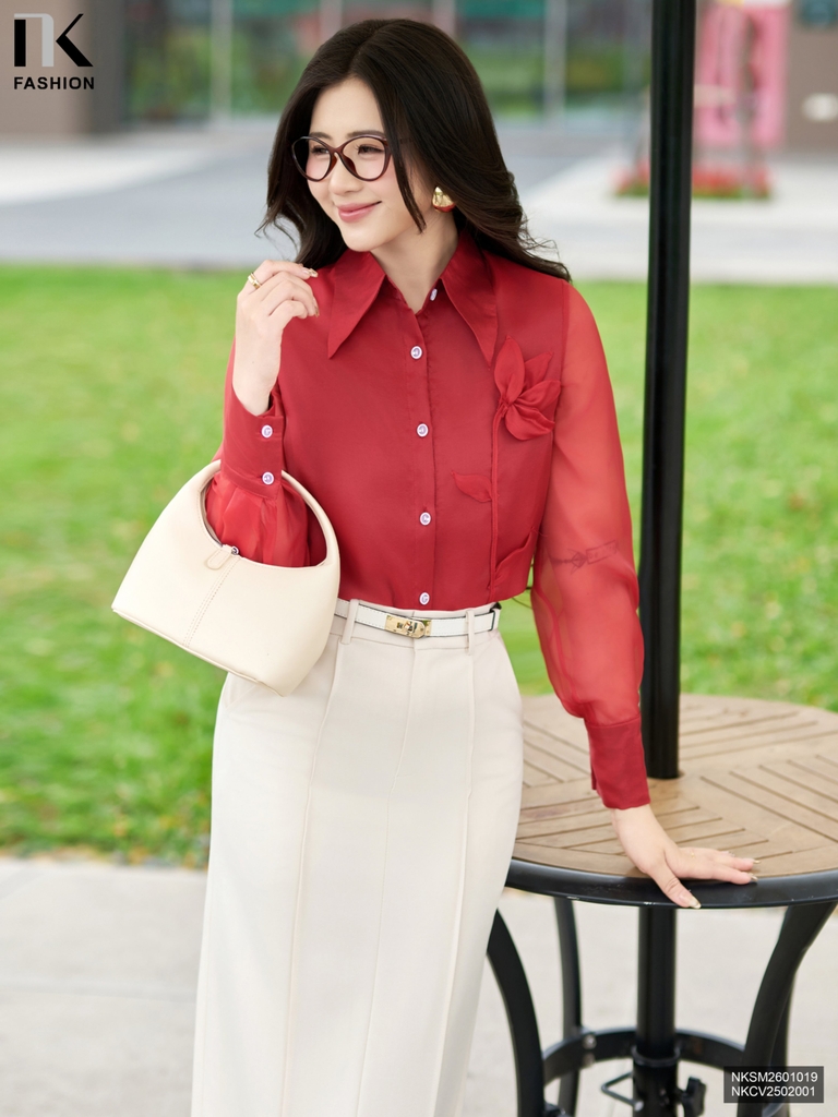 Sơ mi cổ đức tơ tằm mềm mát, dễ mặc NKSM2601019