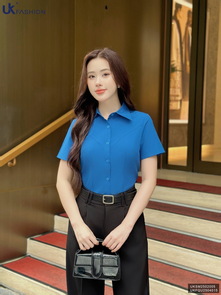 Sơ mi cổ đức can chéo ngực dễ mặc, nhiều màu sắc UKSM2502005