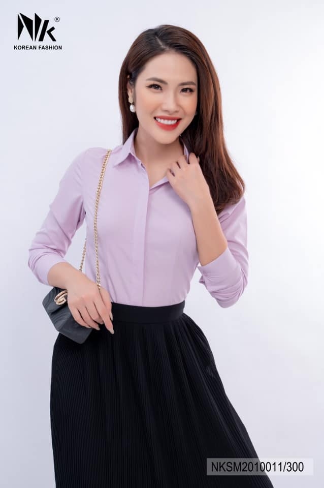Áo Sơ Mi Dài Tay Cổ Đức Nẹp Dấu Khuy cơ bản phù hợp nhiều kiểu dáng NKSM2010011 ( Ko kèm QU/CV/PK)