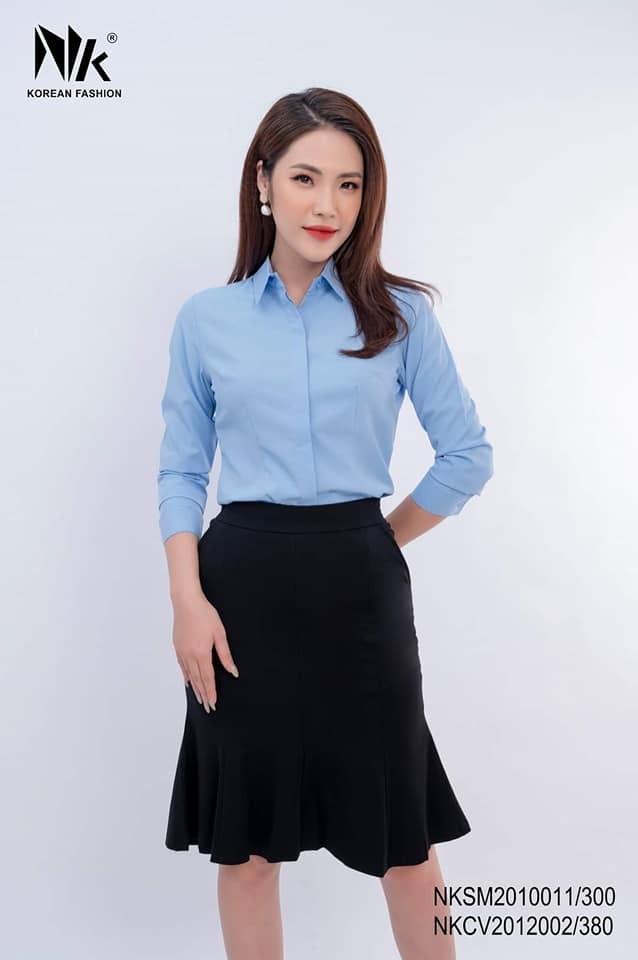 Áo Sơ Mi Dài Tay Cổ Đức Nẹp Dấu Khuy cơ bản phù hợp nhiều kiểu dáng NKSM2010011 ( Ko kèm QU/CV/PK)